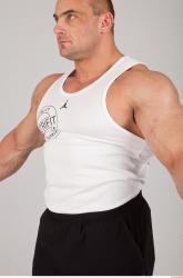Upper Body Man White Sports Singlet Muscular